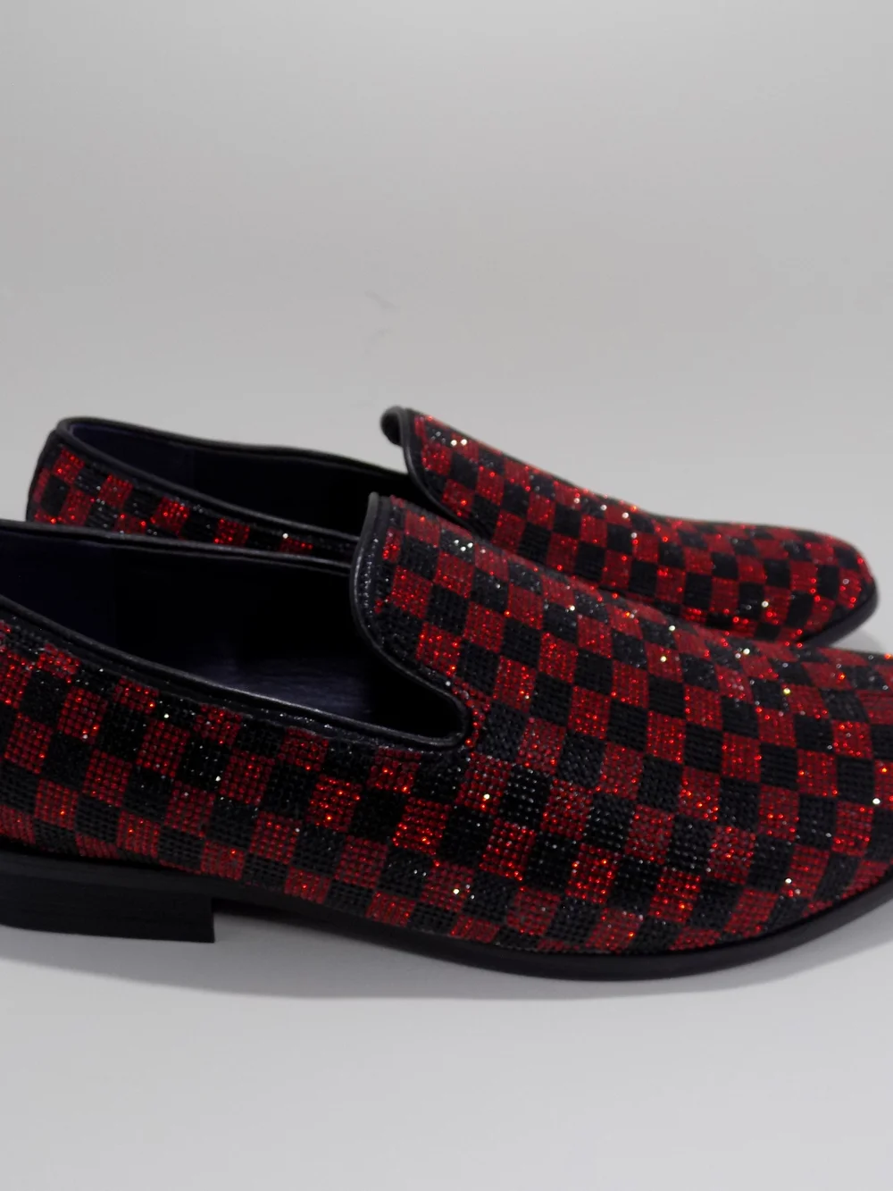 Men's Red & Black Checkered Slip-On Loafers